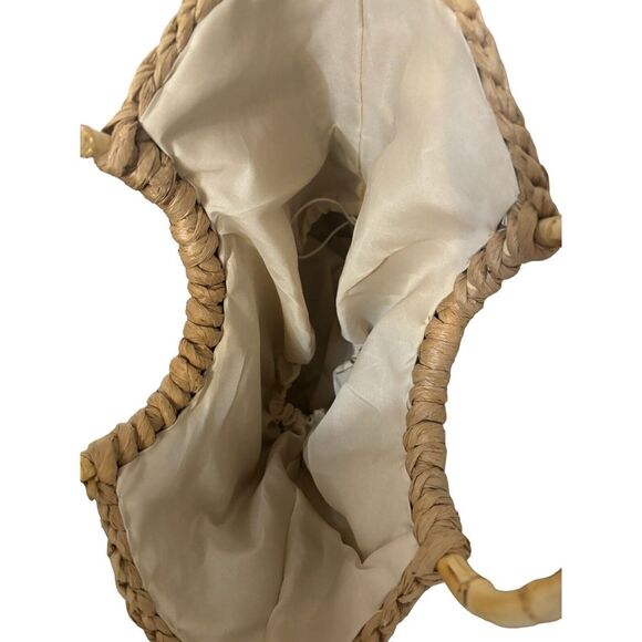 Woven Jute Rope Straw Summer Tote Crescent Double Handle Drawstring‎ Handbag - Picture 5 of 6